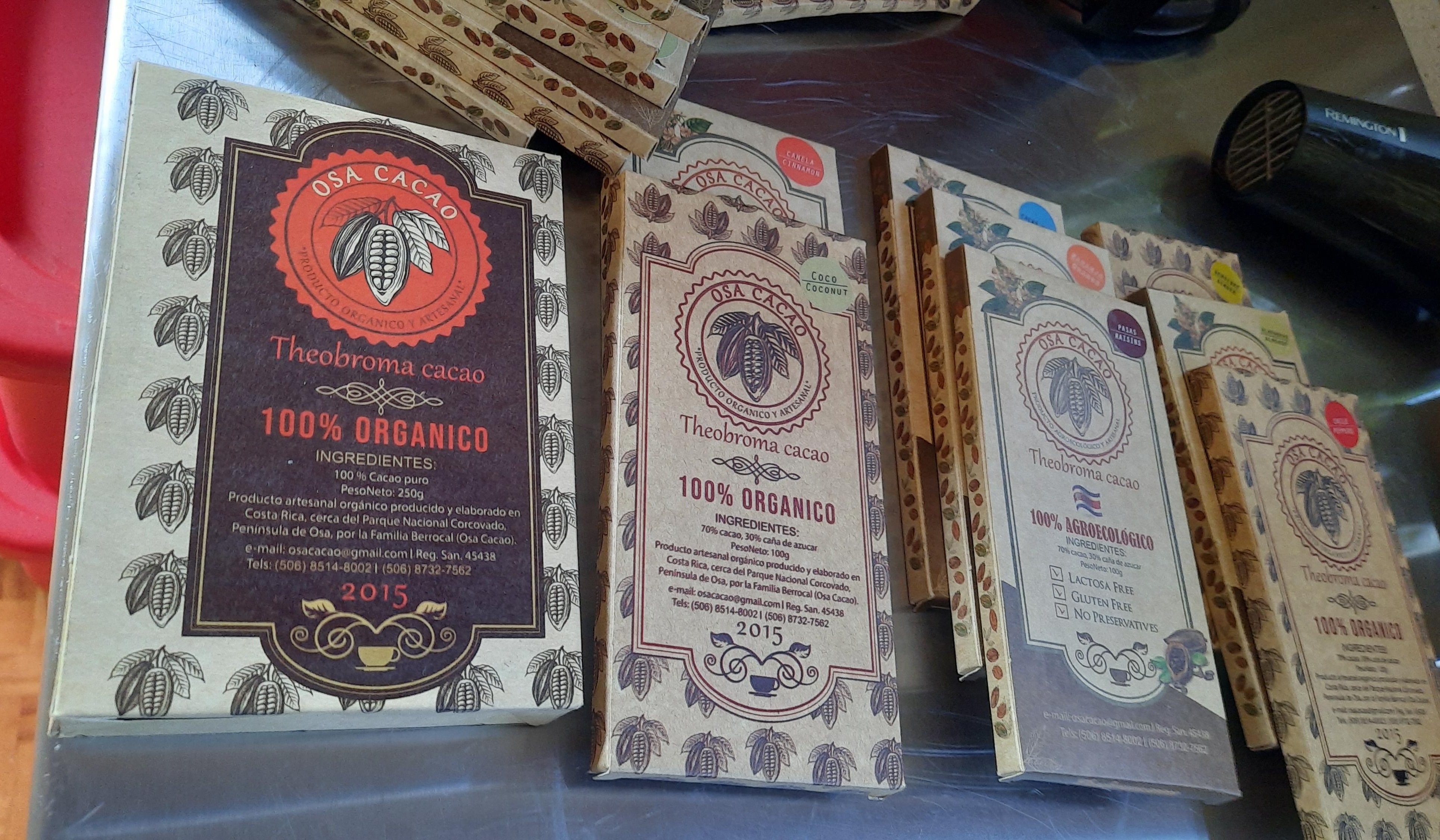 Different cacao labels of Osa Cacao